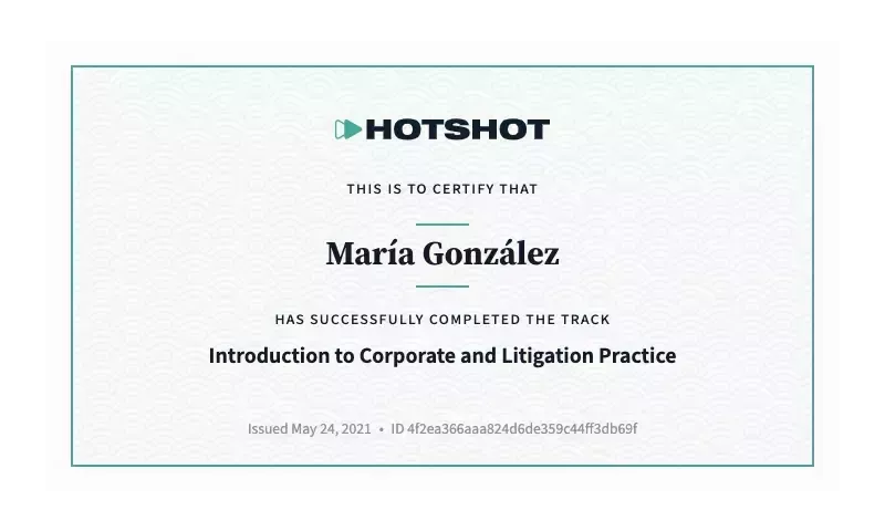 A Hotshot certificate of completion